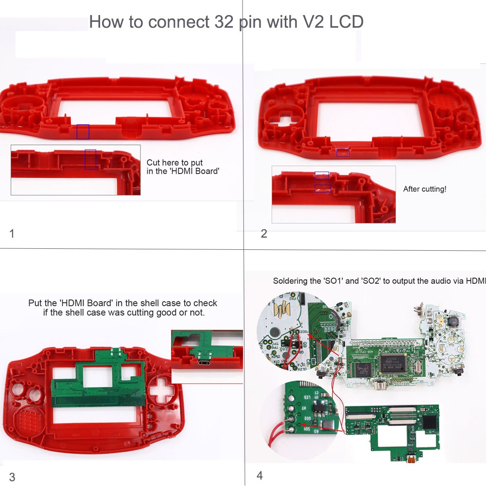 32Pin 40pin HDMI Mod For GBA H - Arcade Button Pcb recension och pris
